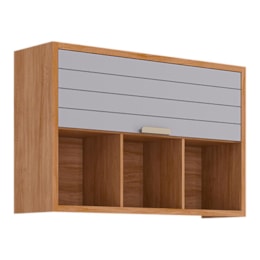 Armário Aéreo Eloíse 120cm 1 Porta Basculante Cinamomo/Platina com Nichos - MGM Armário Aéreo Eloíse 120cm 1 Porta Basculante Cinamomo/Platina com Nichos - MGM
