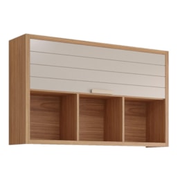 Armário Aéreo Eloise 120cm 1 Porta Basculante com Nichos Freijó/Off White - MGM Armário Aéreo Eloise 120cm 1 Porta Basculante com Nichos Freijó/Off White - MGM