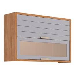 Armário Aéreo Eloíse 120cm 2 Portas Basculantes Cinamomo/Platina com Vidro Reflecta - MGM Armário Aéreo Eloíse 120cm 2 Portas Basculantes Cinamomo/Platina com Vidro Reflecta - MGM