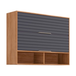 Armário Aéreo Esplêndida 120cm 2 Portas Basculantes Cinamomo/Titânio com Nichos - MGM Armário Aéreo Esplêndida 120cm 2 Portas Basculantes Cinamomo/Titânio com Nichos - MGM