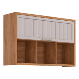 Armário Aéreo Estela 120cm 1 Porta Basculante Cinamomo/Off White com Nichos - MGM Armário Aéreo Estela 120cm 1 Porta Basculante Cinamomo/Off White com Nichos - MGM