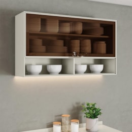 Armário Aéreo Fineze 120cm 1 Porta Basculante Areia - Móveis Henn