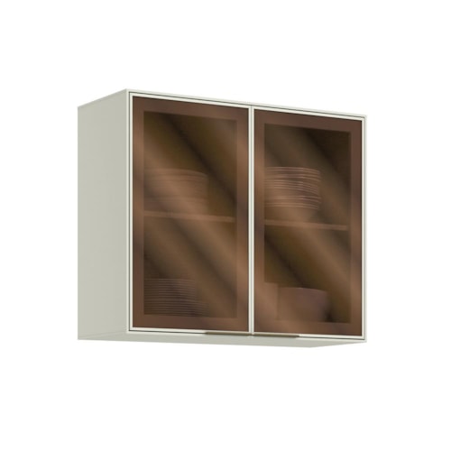 Armário Aéreo Fineze 80cm 2 Portas de Vidro Areia – Henn