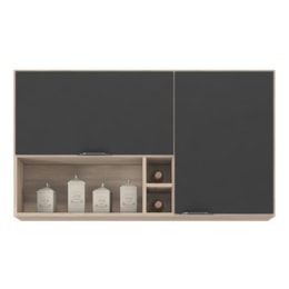 Armário Aéreo Firenze 120cm 2 Portas com Nichos Avena/Grafito - Demóbile Armário Aéreo Firenze 120cm 2 Portas com Nichos Avena/Grafito - Demóbile