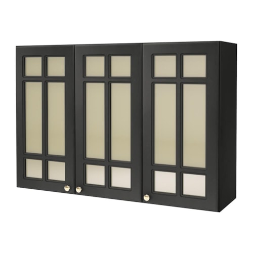 Armário Aéreo Firenze 120cm 3 Portas Chumbo com Vidro Reflecta - Indékes