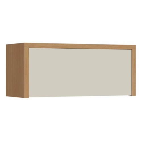 Armário Aéreo Geladeira Condessa 80cm 1 Porta Basculante Carvalho/Greige - Nesher