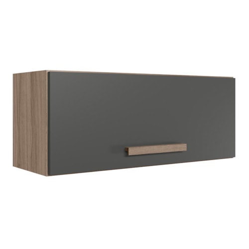 Armário Aéreo Geladeira Intenza 80cm 1 Porta Basculante Carvalho Nature/Chumbo - Nicioli 