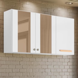 Armário Aéreo Intenza 120cm 3 Portas Branco com Vidro Reflecta - Nicioli Armário Aéreo Intenza 120cm 3 Portas Branco com Vidro Reflecta - Nicioli