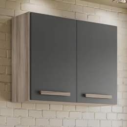 Armário Aéreo Intenza 80cm 2 Portas Carvalho Nature/Chumbo - Nicioli 