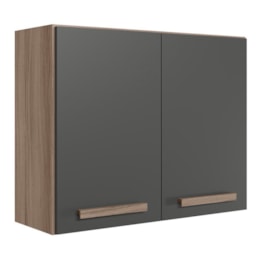 Armário Aéreo Intenza 80cm 2 Portas Carvalho Nature/Chumbo - Nicioli 