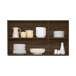 Armário Aéreo Kali Premium 3 Portas de Vidro 120cm Amêndoa - Nicioli 