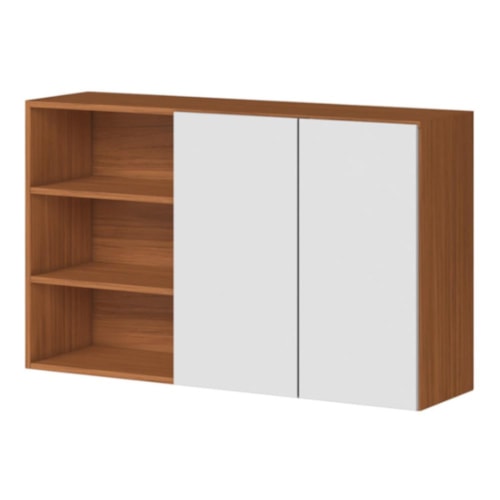 Armário Aéreo Luana Clara 120cm 2 Portas e 3 Nichos Cinamomo/Branco - Aramóveis  