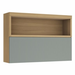 Armário Aéreo Marquesa 120cm 1 Porta Basculante e Nicho Nature/Verde - Nesher