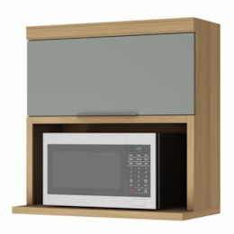 Armário Aéreo Marquesa Micro-ondas 80m 1 Porta Basculante Nature/Verde - Nesher