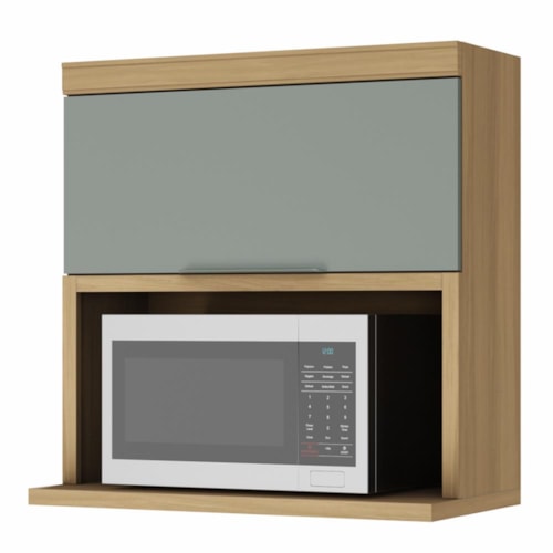 Armário Aéreo Marquesa Micro-ondas 80m 1 Porta Basculante Nature/Verde - Nesher