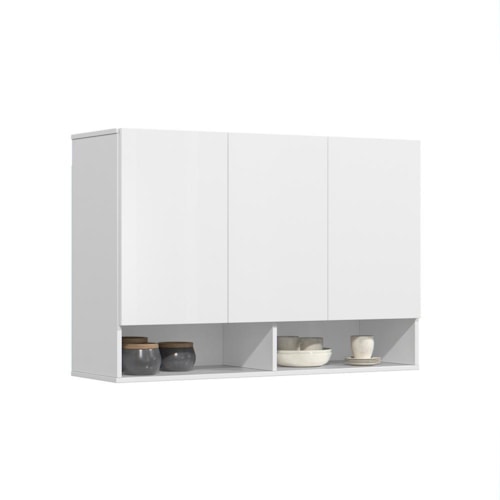Armário Aéreo Milão 3 Portas Branco – EJ Móveis