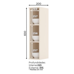 Armário Aéreo Nicho 20cm Connect Off White - Móveis Henn  Armário Aéreo Nicho 20cm Connect Off White - Móveis Henn