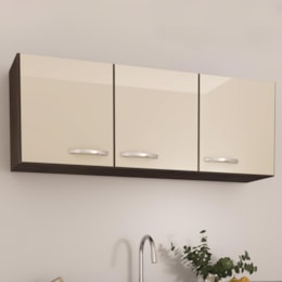 Armário Aéreo Pop 120cm 3 Portas Noce/Off White - Indékes 