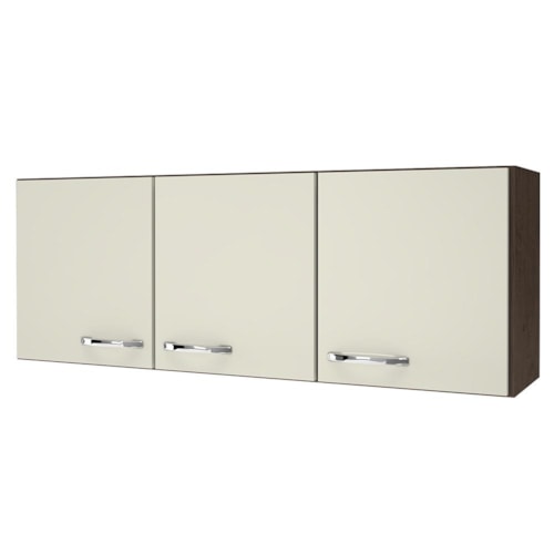 Armário Aéreo Pop 120cm 3 Portas Noce/Off White - Indékes 