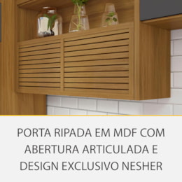 Armário Aéreo Princesa 200cm 2 Portas Freijó/Grafite com Nicho - Nesher