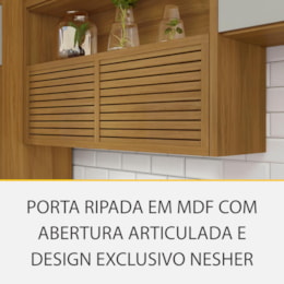 Armário Aéreo Princesa 200cm 2 Portas Freijó/Off White com Nicho - Nesher