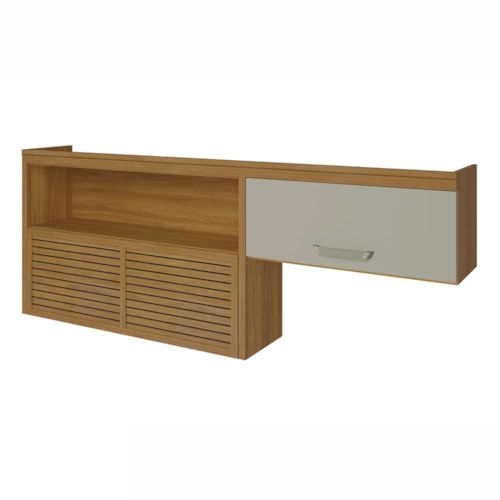 Armário Aéreo Princesa 200cm 2 Portas Freijó/Off White com Nicho - Nesher