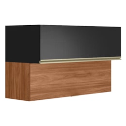 Armário Aéreo Proença 120cm 2 Portas Basculantes MDF Nogueira Touch/Carbono Prime TX - Demartêz