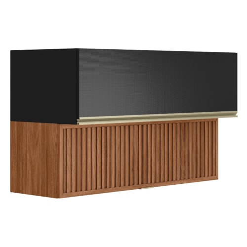 Armário Aéreo Proença 120cm Basculante 1 Porta MDF e 1 Porta Ripada Nogueira Touch/Carbono Prime TX - Demartêz