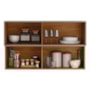 Armário Aéreo Proença 120cm Basculante 1 Porta MDF e 1 Porta Ripada Nogueira Touch/Nude Prime TX - Demartêz 