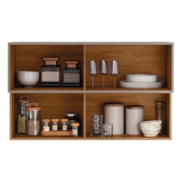Armário Aéreo Proença 120cm Basculante 1 Porta MDF e 1 Porta Vidro Reflecta Nogueira Touch/Nude Prime TX - Demartêz