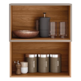Armário Aéreo Proença 60cm 2 Portas Basculantes MDF Nogueira Touch/Nude Prime TX - Demartêz
