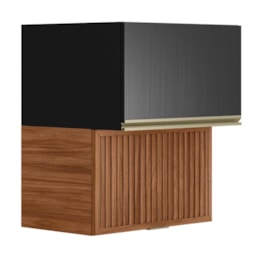 Armário Aéreo Proença 60cm Basculante 1 Porta MDF e 1 Porta Ripada Nogueira Touch/Carbono Prime TX - Demartêz
