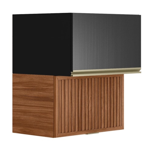 Armário Aéreo Proença 60cm Basculante 1 Porta MDF e 1 Porta Ripada Nogueira Touch/Carbono Prime TX - Demartêz