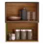 Armário Aéreo Proença 60cm Basculante 1 Porta MDF e 1 Porta Vidro Reflecta Nogueira Touch/Carbono Prime TX - Demartêz