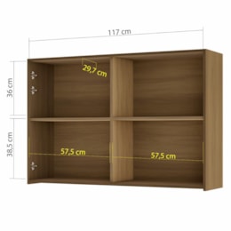 Armário Aéreo Rainha 120cm 2 Portas Nature - Nesher