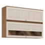 Armário Aéreo Requinte 120cm 2 Portas Basculante Nature/Areia com Vidro Reflecta - Móveis Henn
