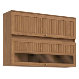 Armário Aéreo Requinte 120cm 2 Portas Basculante Nature com Vidro Reflecta - Móveis Henn
