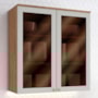 Armário Aéreo Requinte 80cm 2 Portas Nature/Areia com Vidro - Móveis Henn