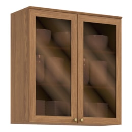 Armário Aéreo Requinte 80cm 2 Portas Nature com Vidro - Móveis Henn 
