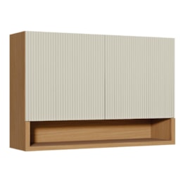 Armário Aéreo Simone Mendes 120cm 2 Portas Carvalho/Greige com Nicho - Nesher
