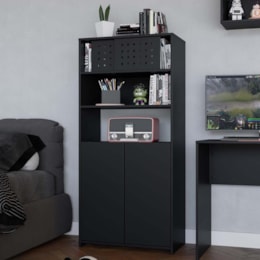 Armário Alto Organizador Gamer Pixel Preto - PR Móveis   Armário Alto Organizador Gamer Pixel Preto - PR Móveis