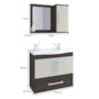 Armário Gabinete Atenas 65cm Café/Off White para Banheiro com Cuba e Espelheira - MGM