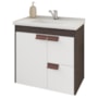 Armário Gabinete Tulipa 59cm Café/Branco para Banheiro com Cuba e Espelheira - MGM