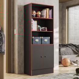 Armário Gamer 2 Portas Preto/Vermelho - Qmovi   Armário Gamer 2 Portas Preto/Vermelho - Qmovi