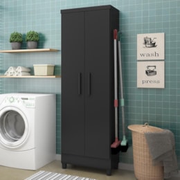 Armário Multiuso 2 Portas 879 Preto Fosco - Qmovi Armário Multiuso 2 Portas 879 Preto Fosco - Qmovi