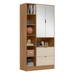 Armário Multiuso Joy 2 Portas Amêndola/Off White com Espelho - Demóbile Armário Multiuso Joy 2 Portas Amêndola/Off White com Espelho - Demóbile