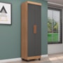 Armário Multiuso Lite 2 Portas Nature/Cinza - Móveis Leão
