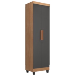 Armário Multiuso Lite 2 Portas Nature/Cinza - Móveis Leão