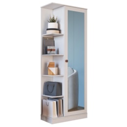 Armário Multiuso Sapateira Camile 1 Porta Branco com Espelho - Indékes Armário Multiuso Sapateira Camile 1 Porta Branco com Espelho - Indékes