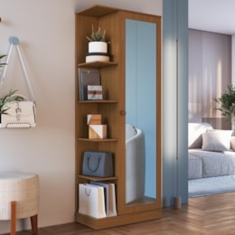 Armário Multiuso Sapateira Camile 1 Porta Freijó com Espelho - Indékes Armário Multiuso Sapateira Camile 1 Porta Freijó com Espelho - Indékes